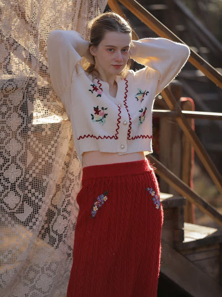 Vintage Floral Embroidered Cardigan