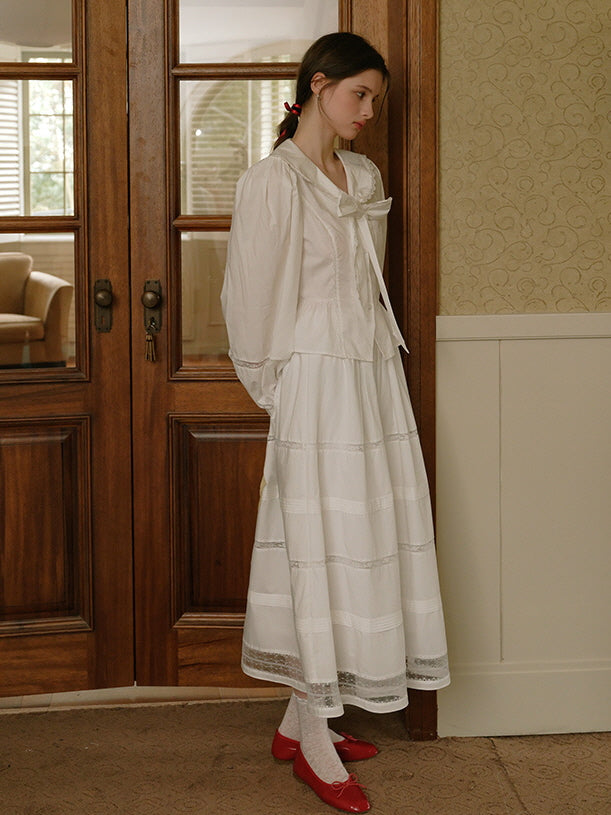White Lace Trim Vintage Skirt