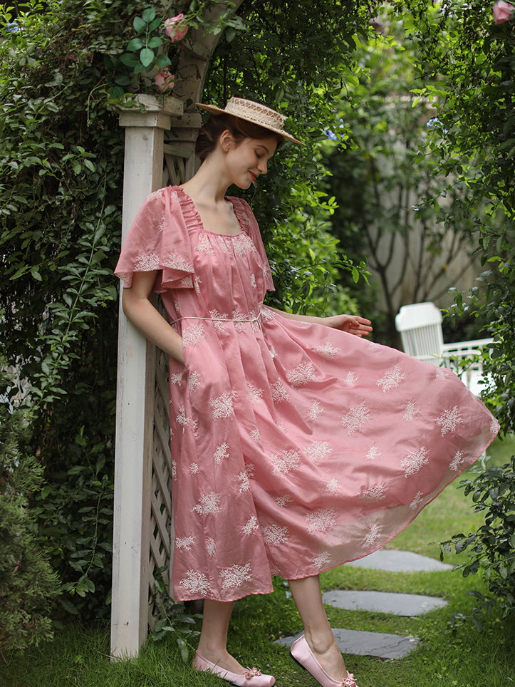 Clara's Retro Pink Elegance Dress