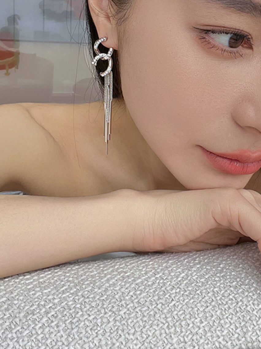 Elegant Double C Chain Earrings