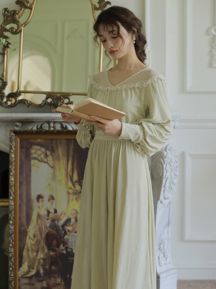 Lace Trim Green Olive Velvet Dress - Vintage Princess Aesthetic Outfit Lace Trim Green Olive Velvet Dress - Vintage Princess Aesthetic Outfit