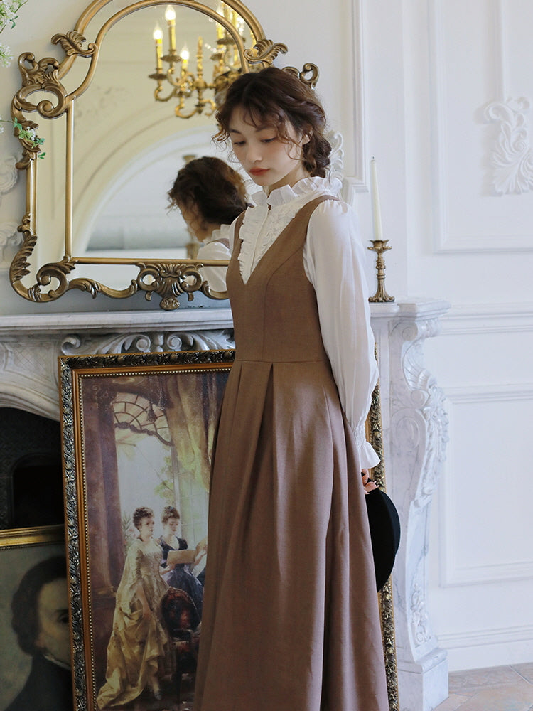 Retro Brown Layered Dress