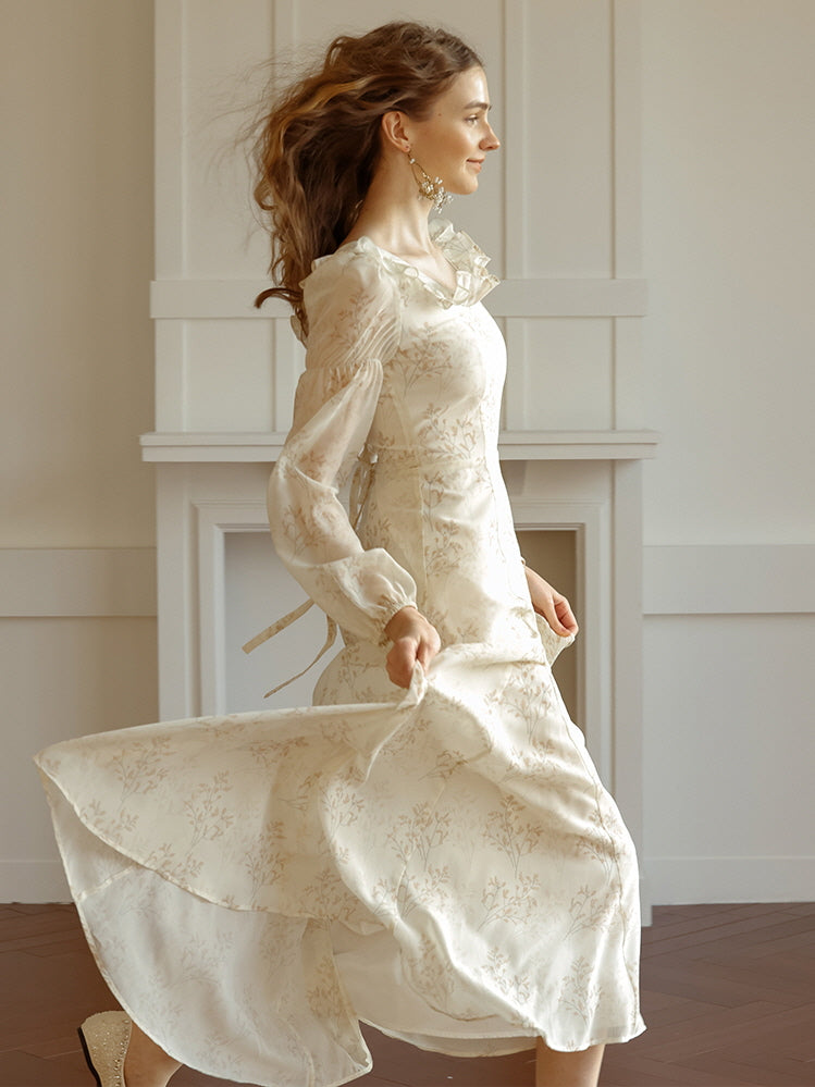 Vintage Floral Ruffled Fairycore Dress