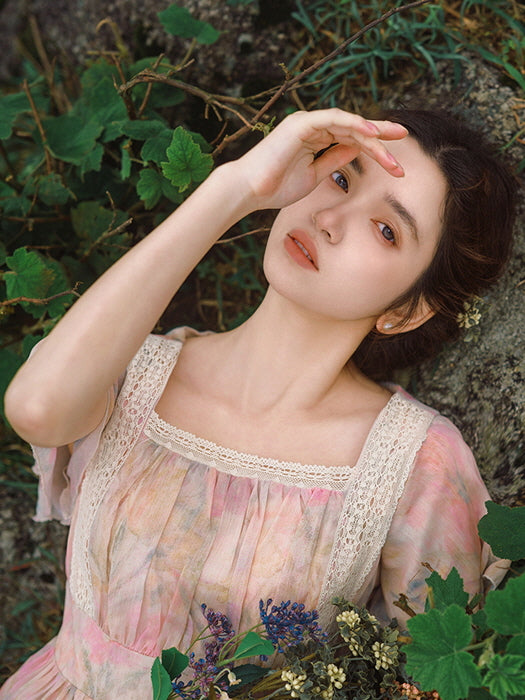 Jasmine's Vintage Floral Chiffon Dress