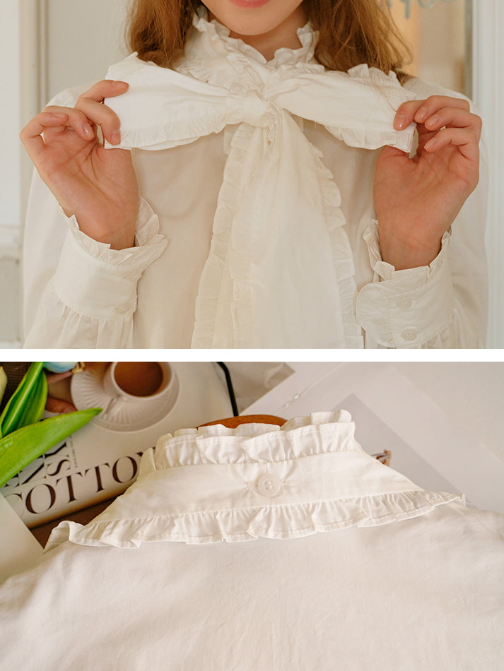 Victorian Lace Trim Bow-Tie Blouse