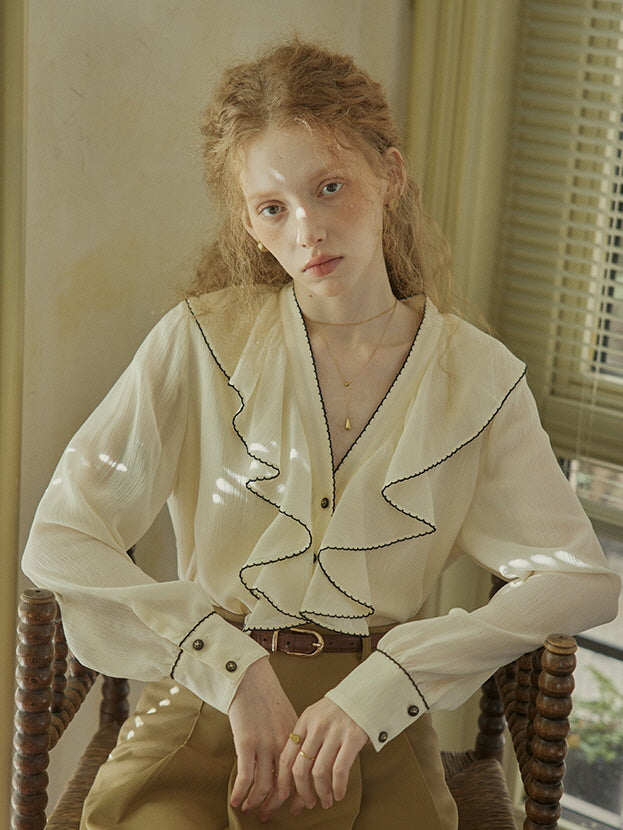 Timeless Ruffle Edge Vintage Blouse