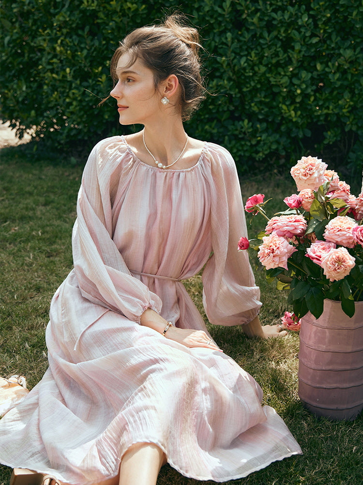 pink blush striped dress Pink Striped Button Down Midi Dress PinkBlush