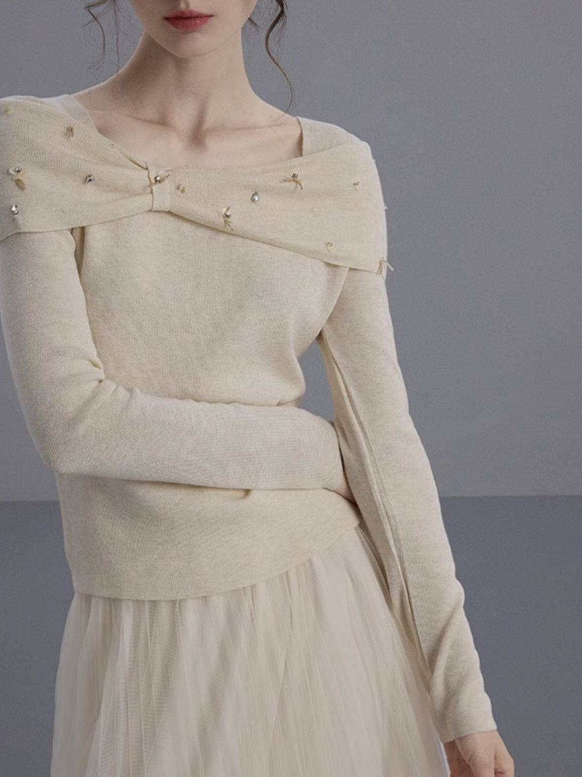 Embellished Knit & Tulle Skirt Set
