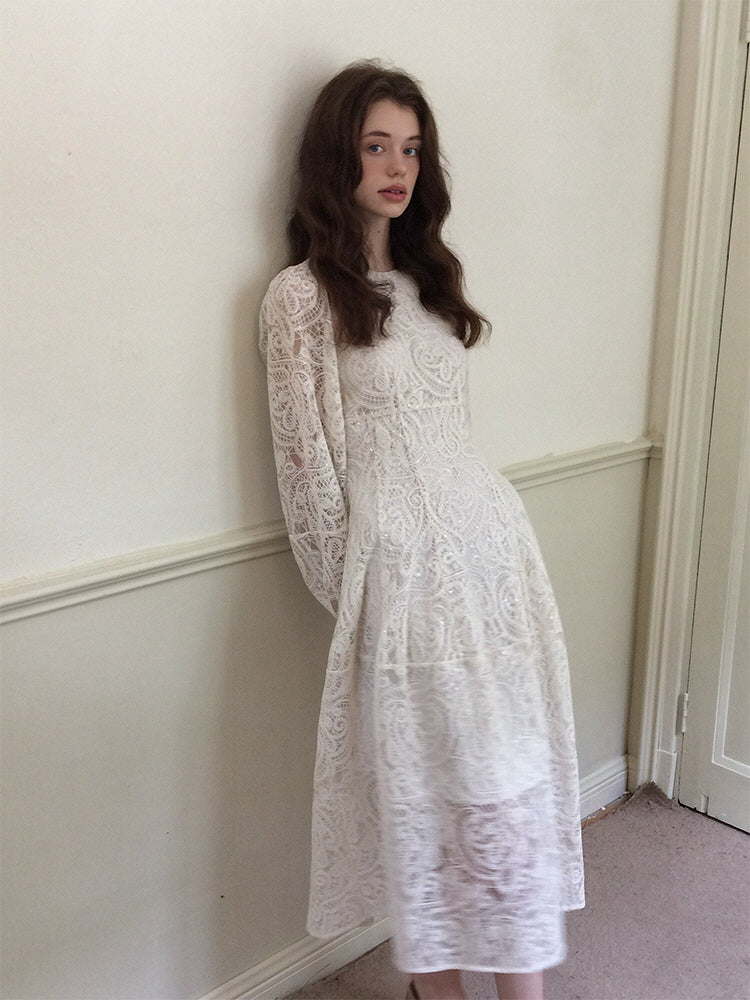 Vintage White Lace Elegance Dress