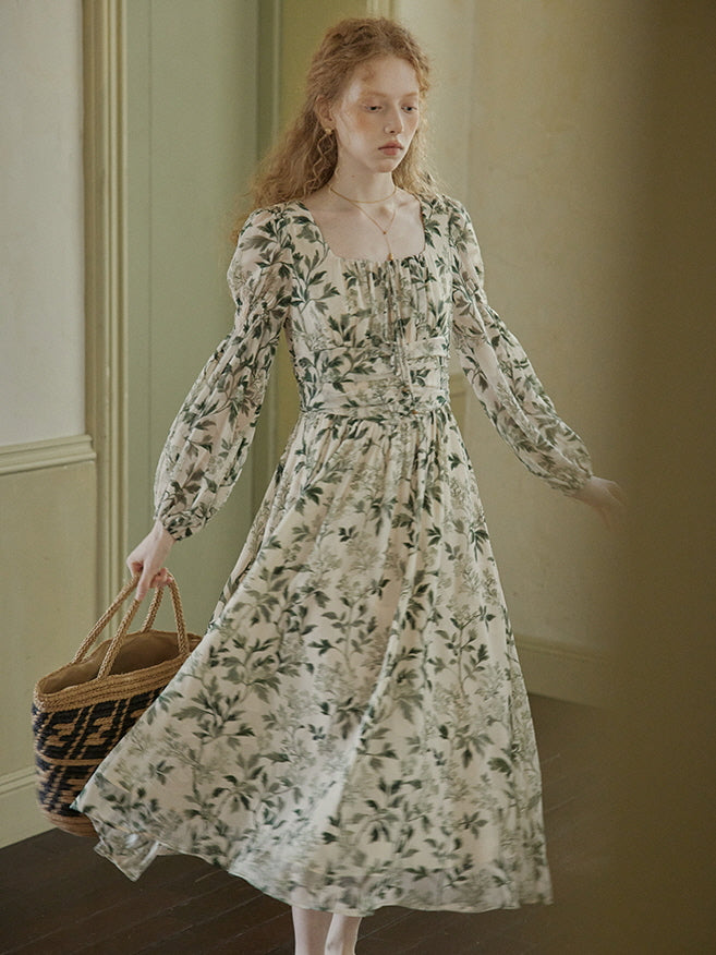 Vintage Botanical Elegance Dress