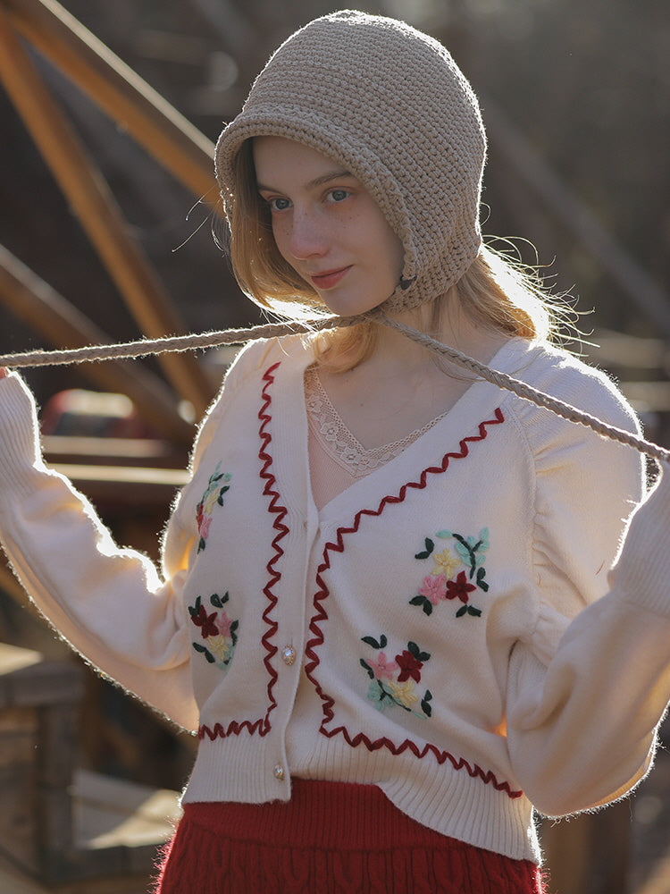 Vintage Floral Embroidered Cardigan