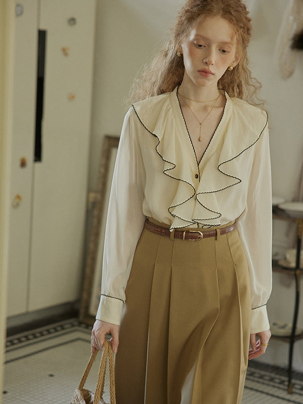 Timeless Ruffle Edge Vintage Blouse
