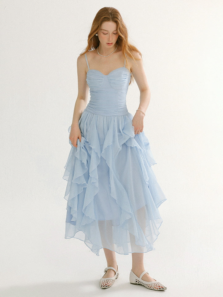 light blue frilly dress Light Blue Ruffle Summer Dress – Princess Fairy Aesthetic Outfit Light Blue / L