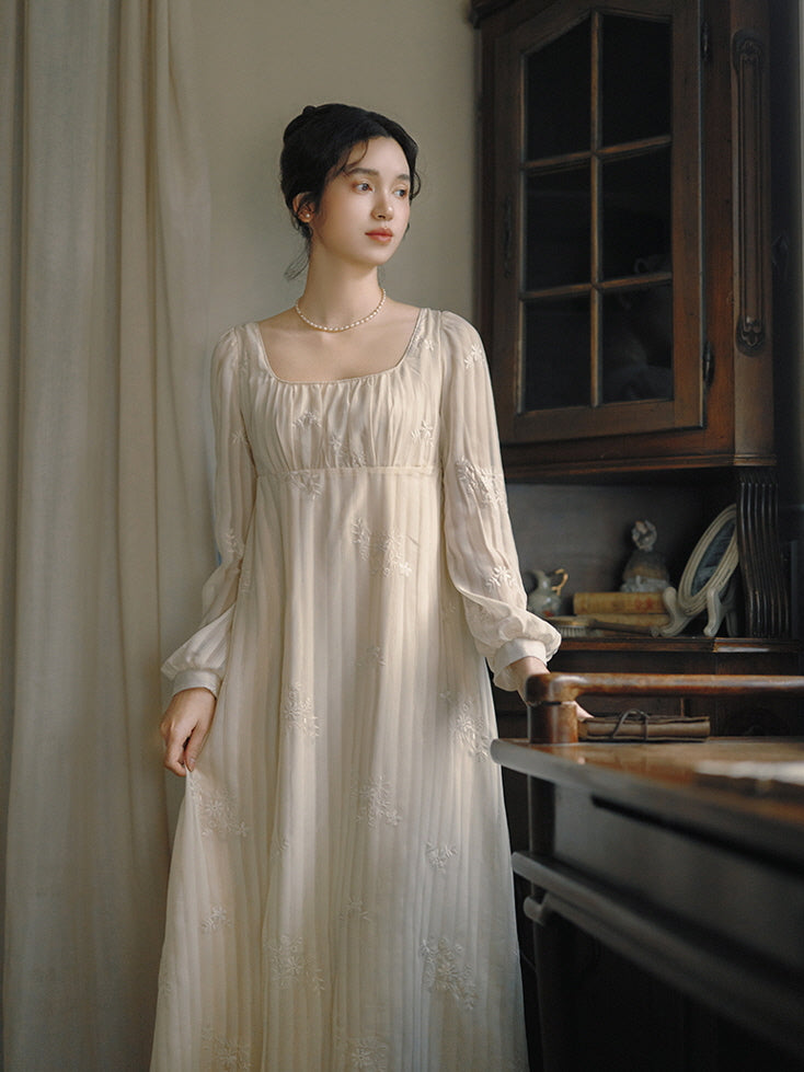 Square Neck Embroidered Fairy Dress