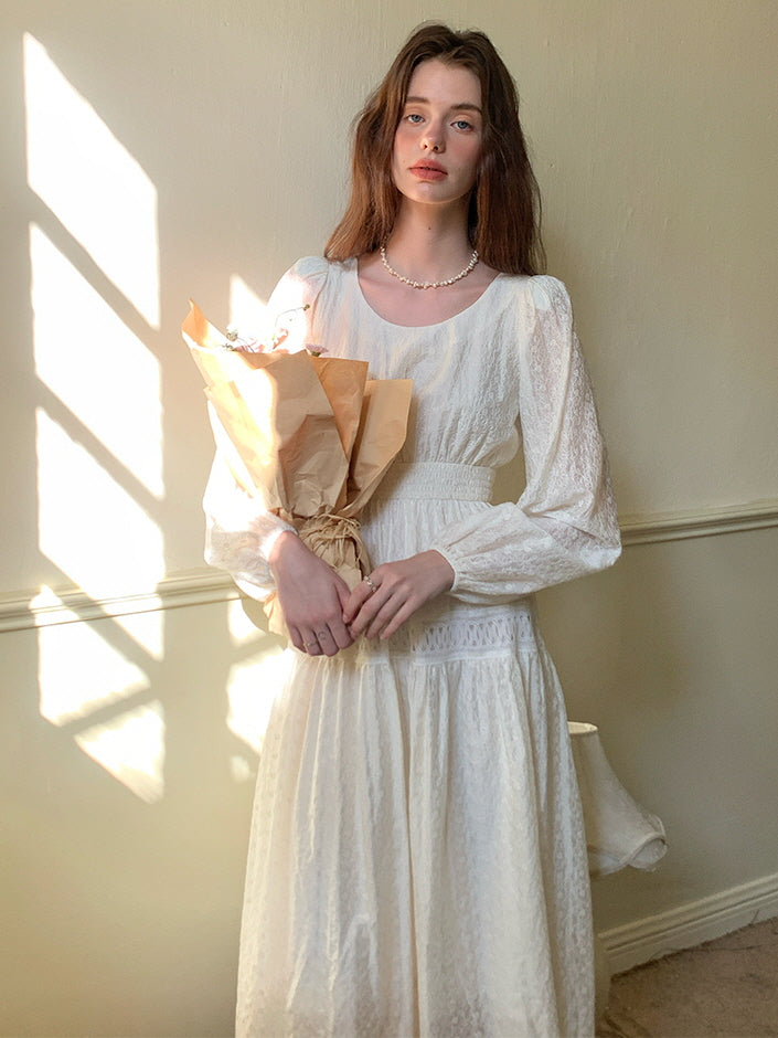Ethereal White Lace Embroidered Dress