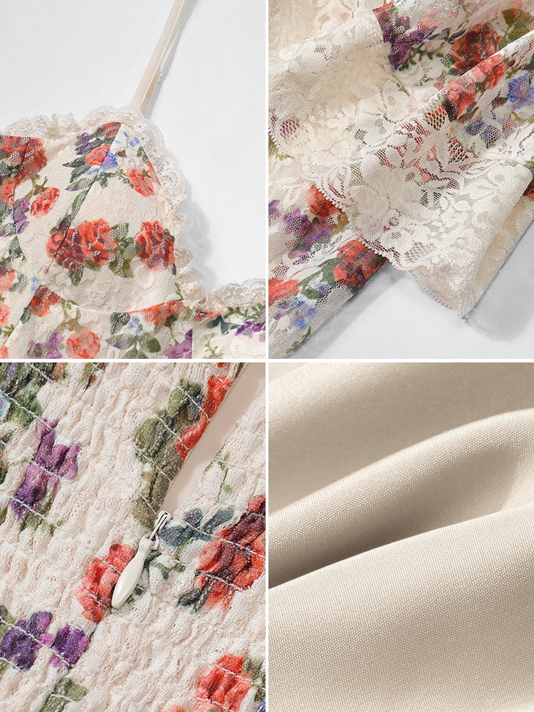 Fairytale Rose Draped Lace Dress