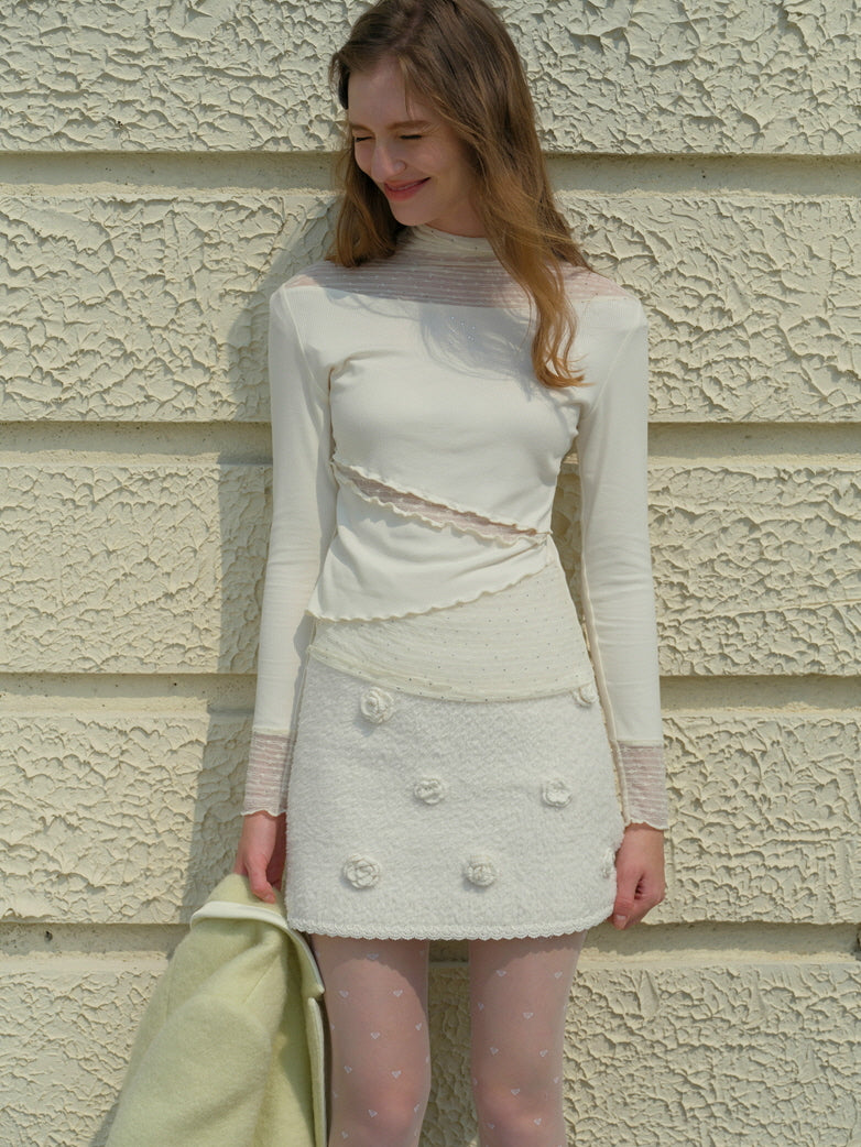 Pearl Lace Sheer Panel Top