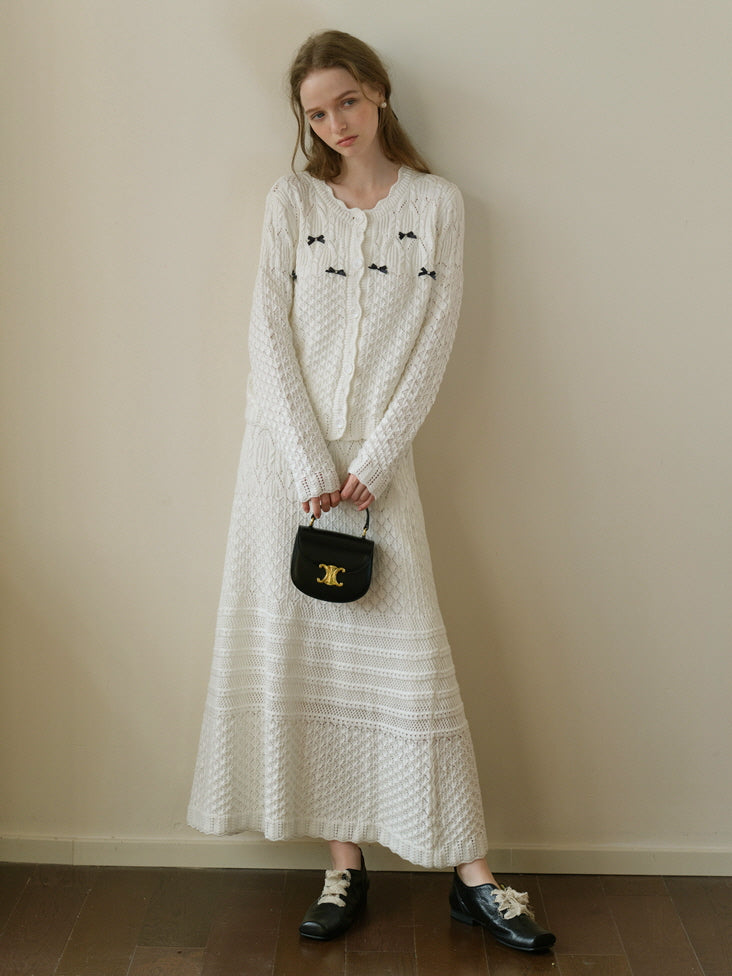 Ethereal Textured Knit Maxi Skirt