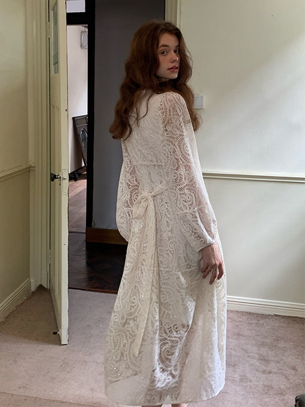 Vintage White Lace Elegance Dress