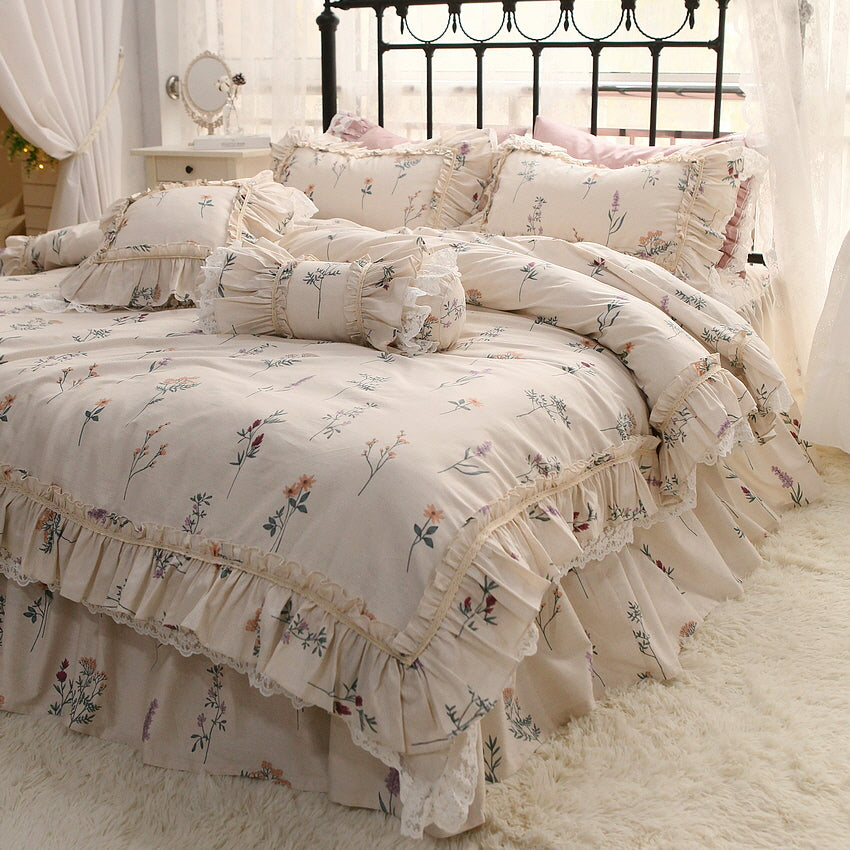 Retro Style Pastoral Floral Cotton Bedding Cover Set