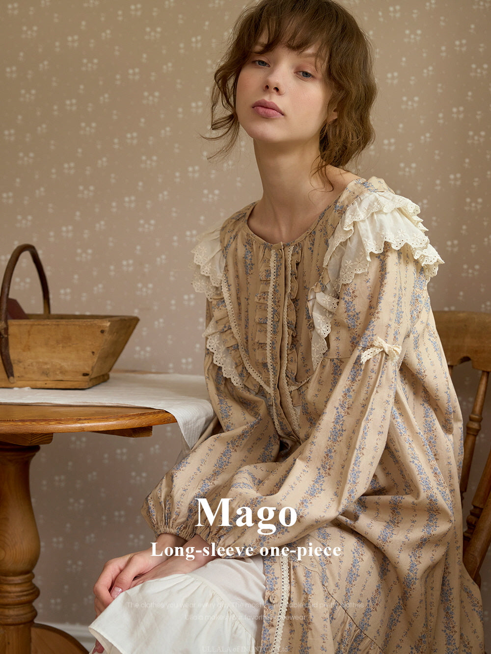 Vintage Lace-Trimmed Floral Nightgown
