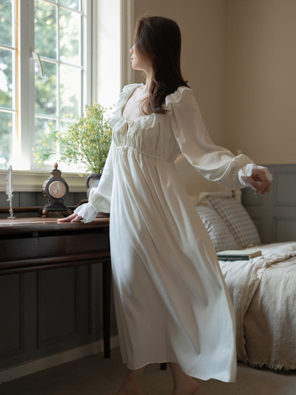 Lace Ruffle Morning Nightgown
