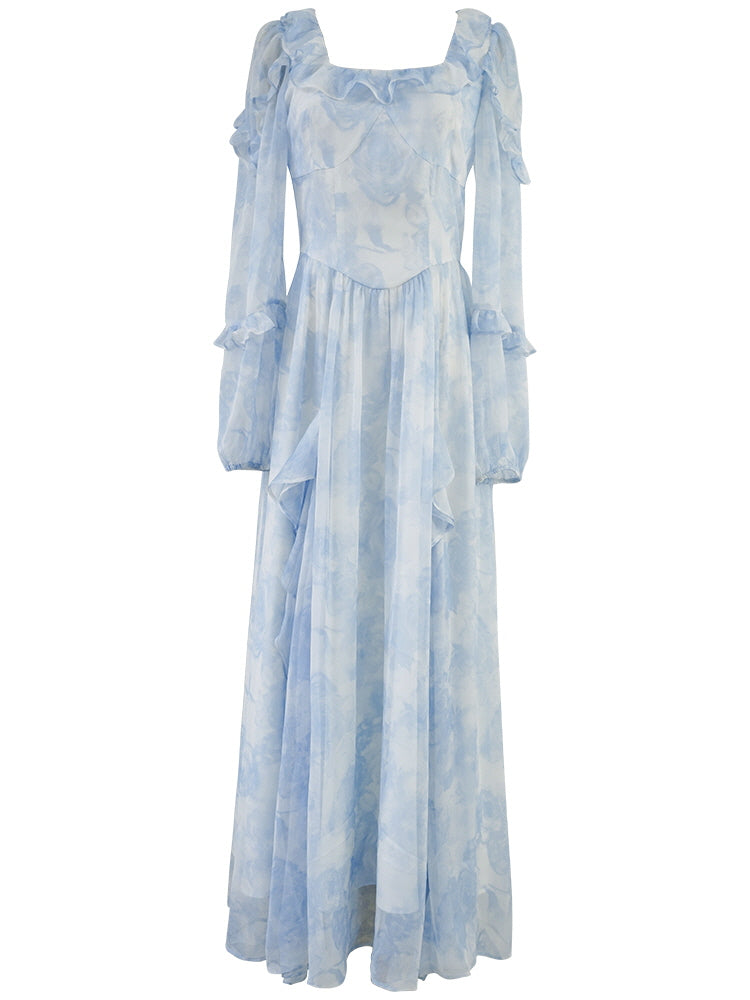 Whimsical Light Blue Ruffled Fairytale Dress