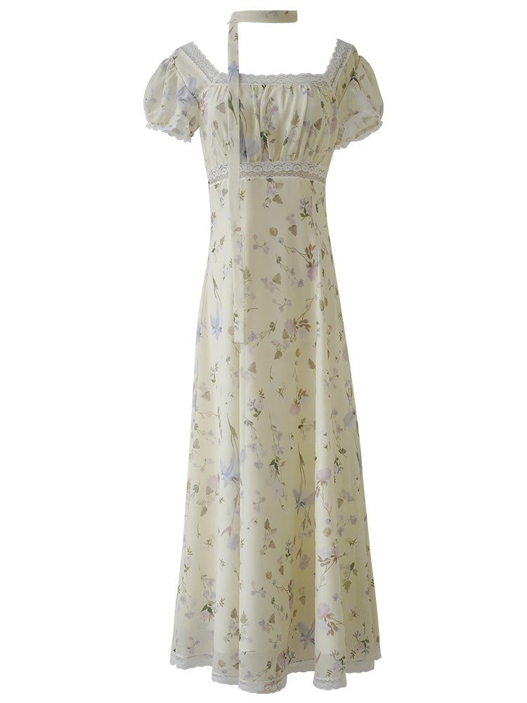 Fairy Garden Lace Trim Floral Dress