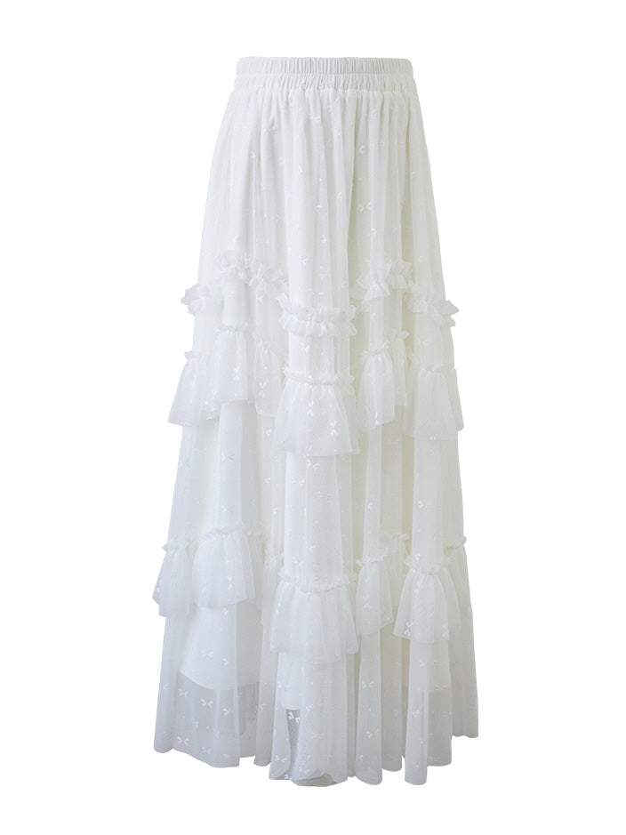 Ethereal Layered White Tulle Skirt