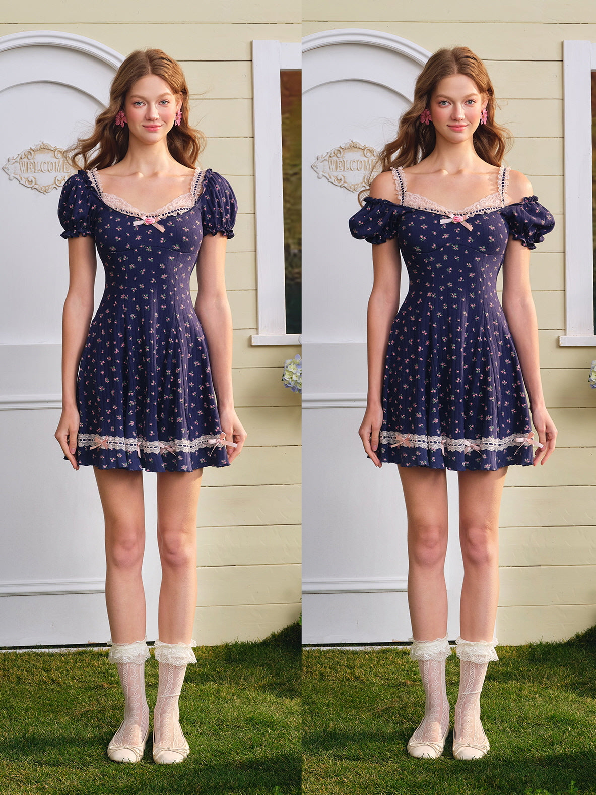 Sweetheart Cottage Floral Mini Dress