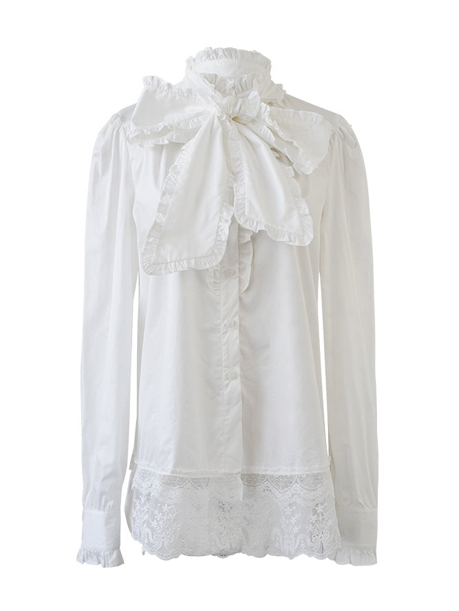 Victorian Lace Trim Bow-Tie Blouse