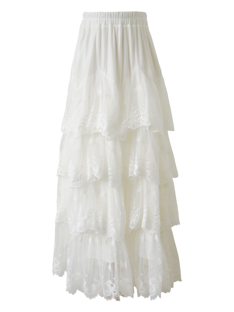 Enchanted Lace Tiered Maxi Skirt