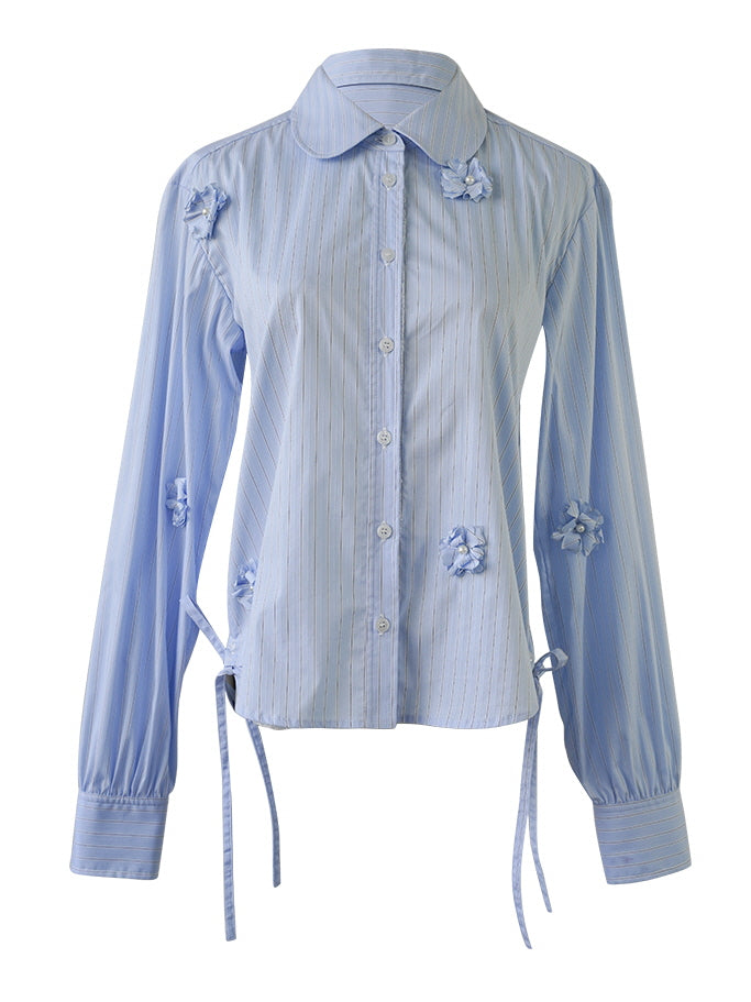 Powder Blue Floral Embellished Blouse