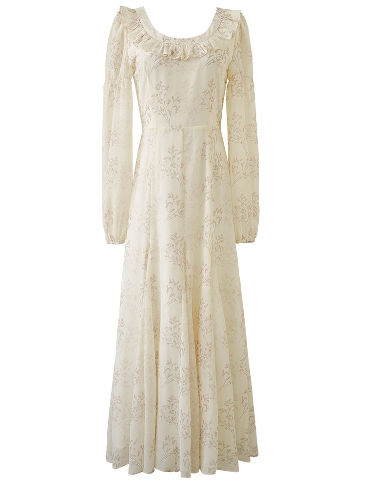 Vintage Floral Ruffled Fairycore Dress