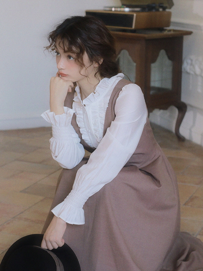 Vintage Ruffle Accent Blouse