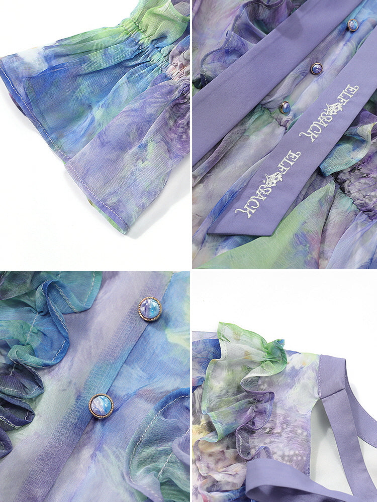Ethereal Watercolor Ruffle Dress