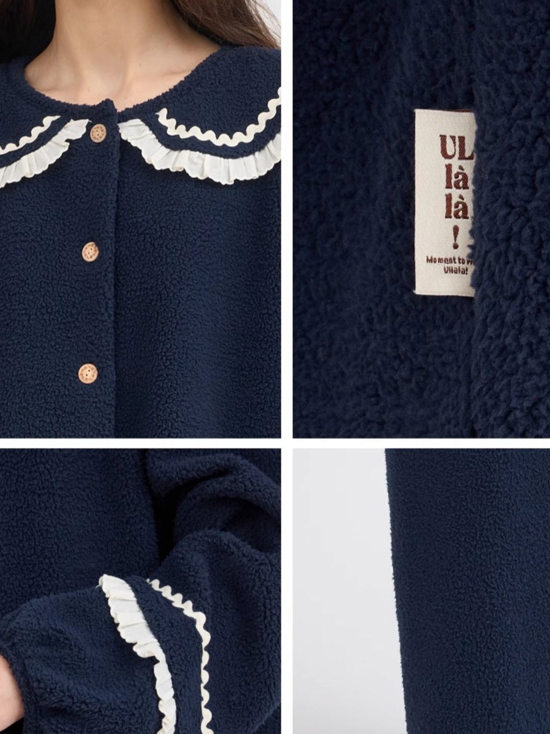 Midnight Ruffle Fleece Pajama Set