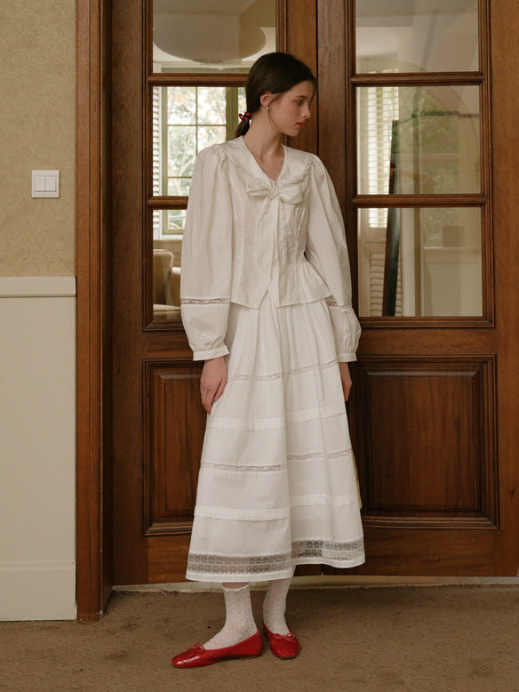 White Lace Trim Vintage Skirt