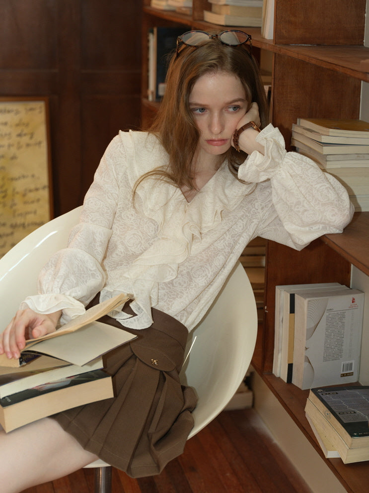 Romantic Floral  Ruffle Blouse