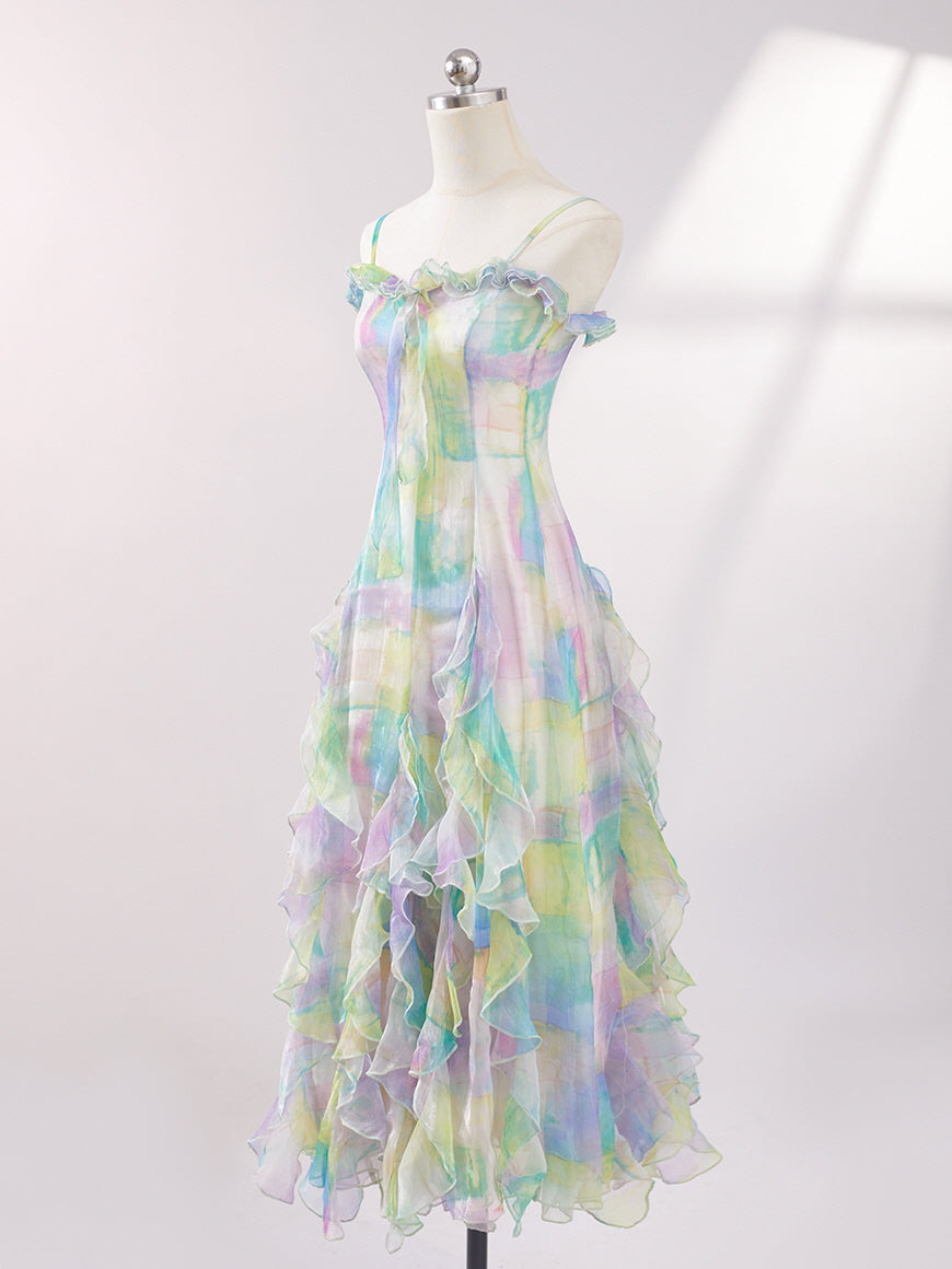 Ethereal Watercolor Ruffle Gown