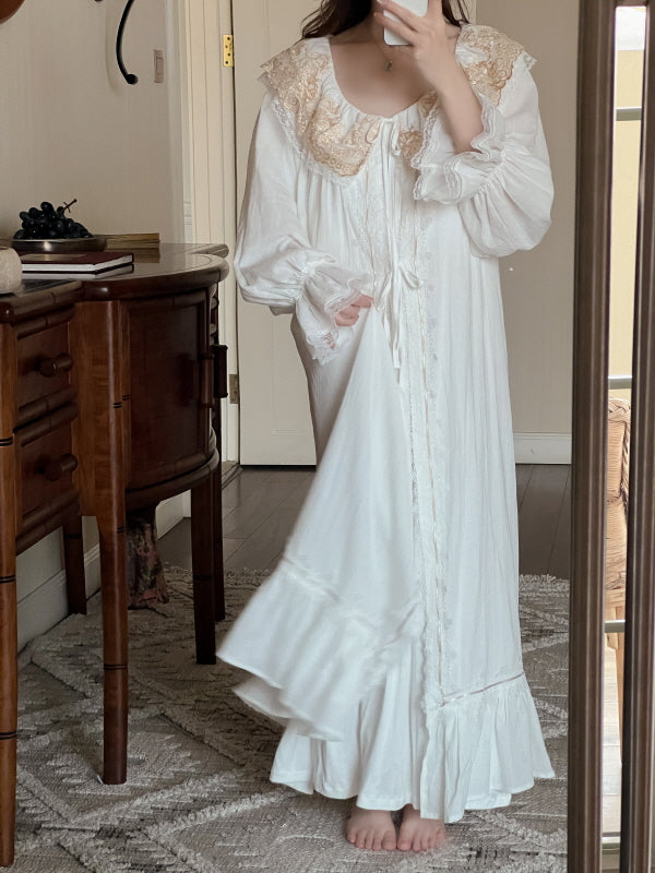 Golden Orchard Two-Piece Lace Loungewear Set