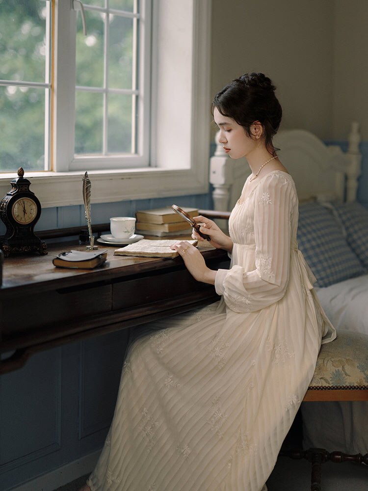 Square Neck Embroidered Fairy Dress