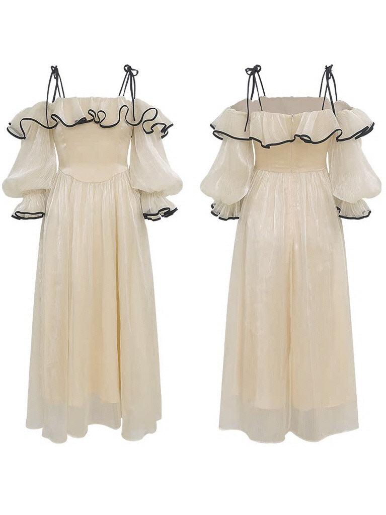 Elara's Graceful Frill White Dress