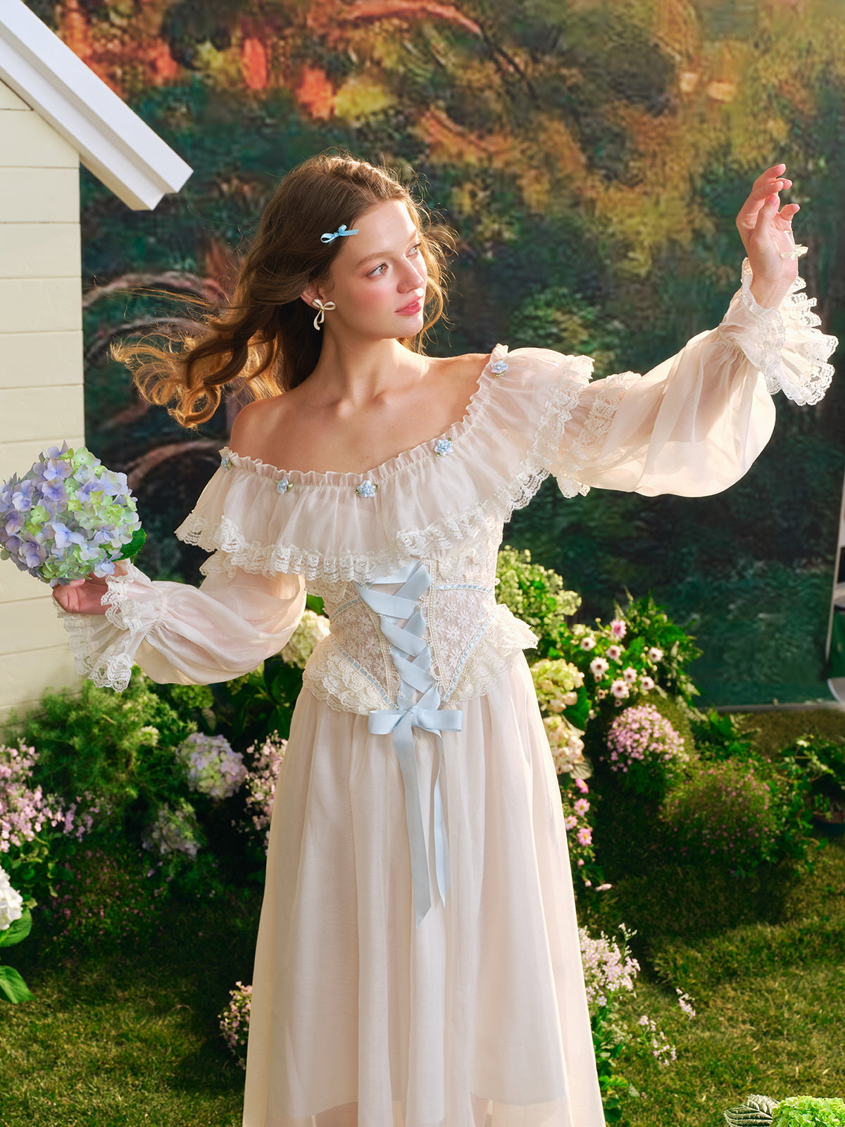 Blue Blossom Corset Fairy Maxi Dress