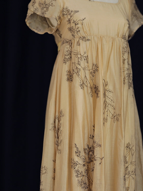 Golden Meadow Vintage Floral Dress