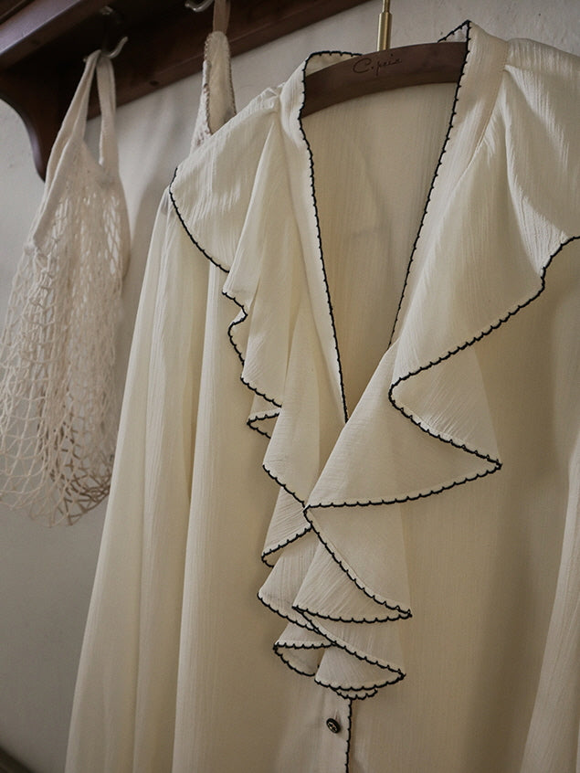 Timeless Ruffle Edge Vintage Blouse