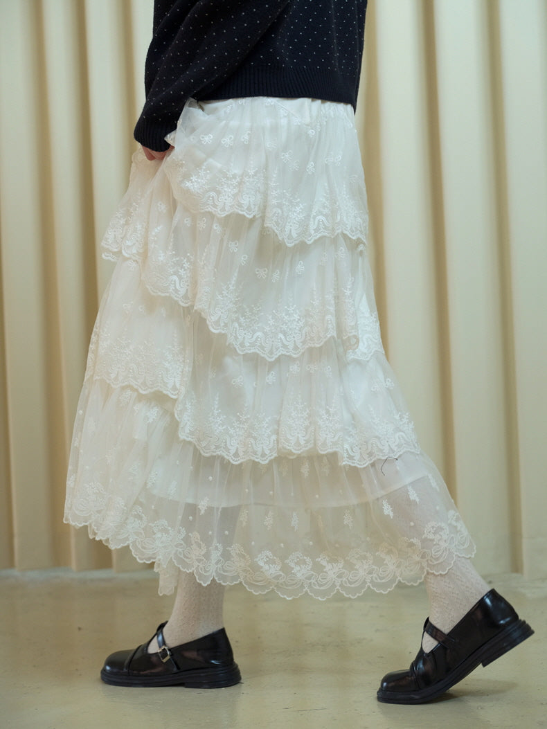 Enchanted Lace Tiered Maxi Skirt