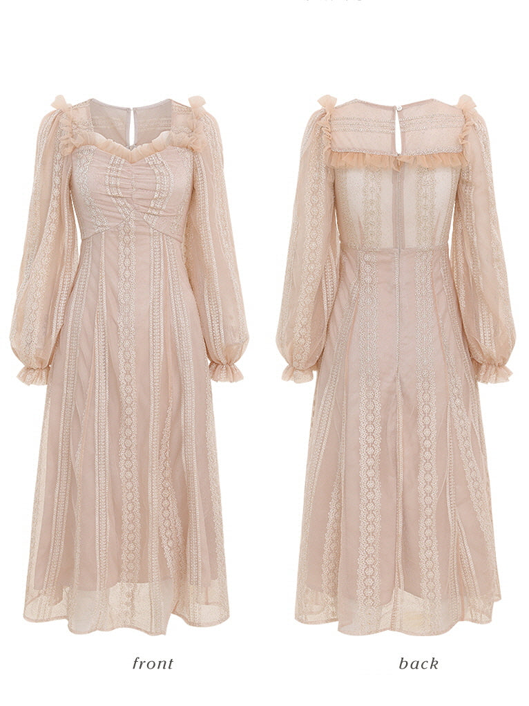 Elara's Dreamy Garden Pink Dress