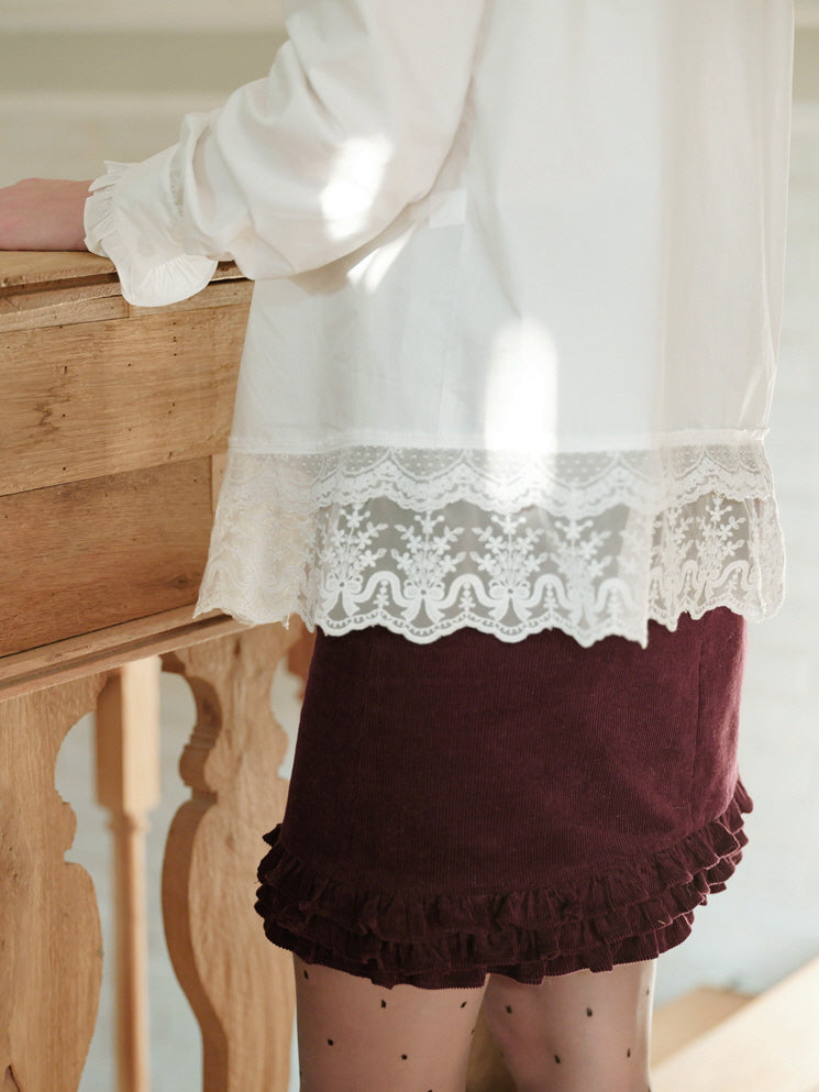 Victorian Lace Trim Bow-Tie Blouse