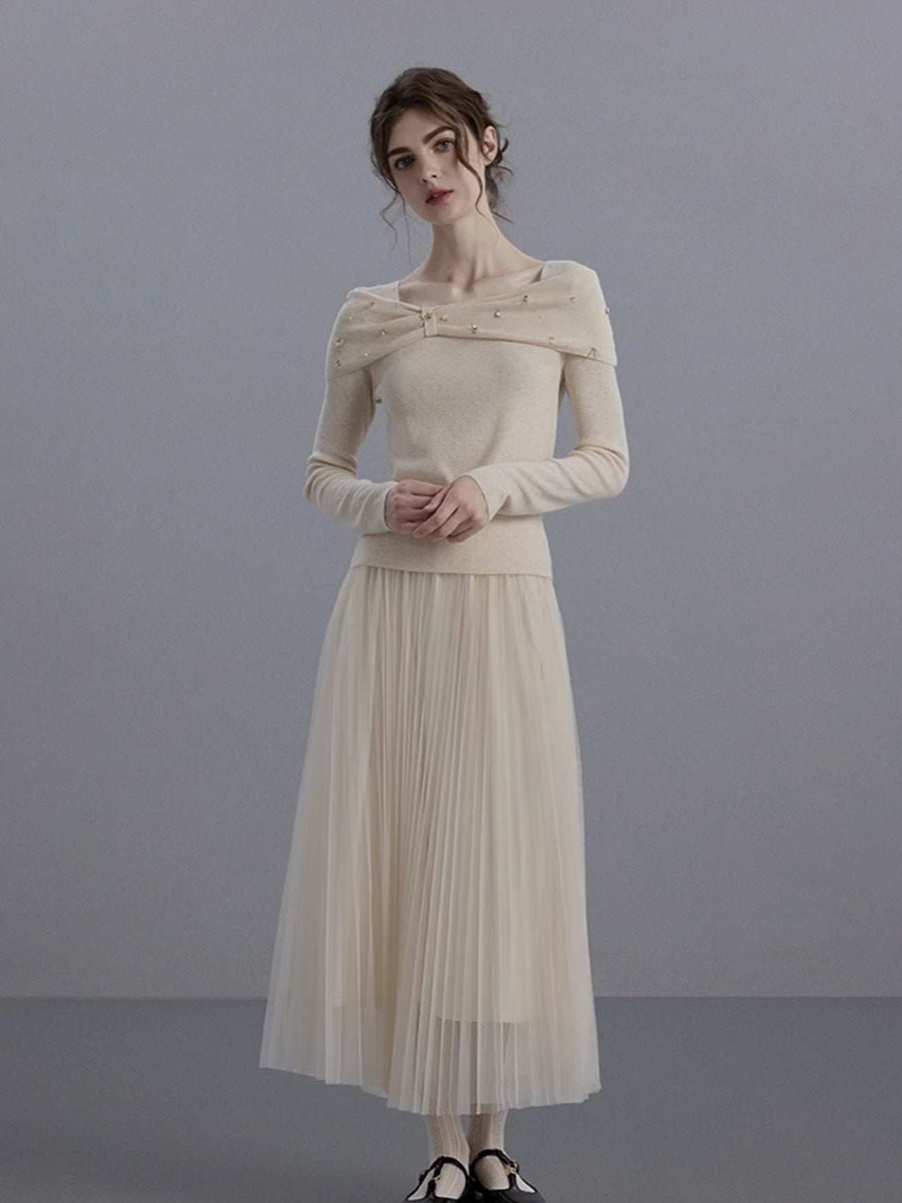 Embellished Knit & Tulle Skirt Set